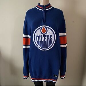 NHL Official Edmonton Oilers Hockey Quarter Zip Sweater, men’s large